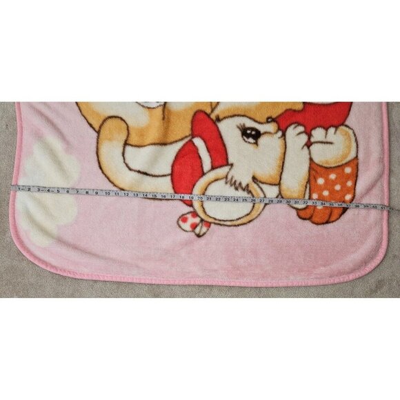 VTG Pink Blanket Elephant Watering Flower Mouse Throw Lap Acrylic Brown Red - Picture 5 of 7